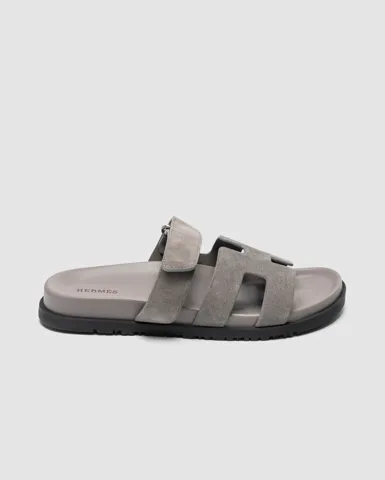 Hermes Chypre Sandals Grey Suede