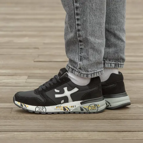 Premiata Black White Suede