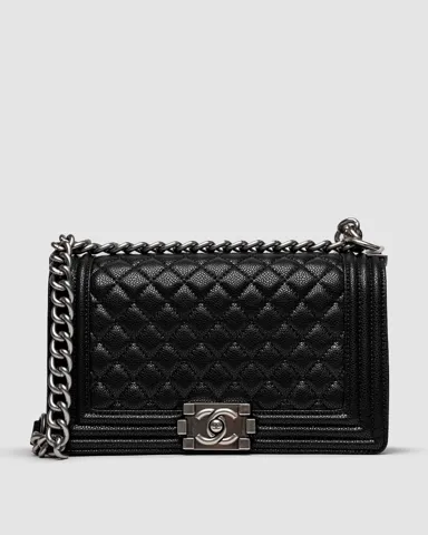 Chanel Medium Boy Black/Silver Caviar RHW