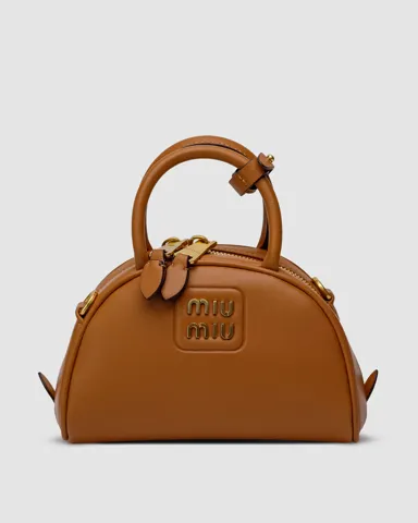 Miu Miu Leather Top Handle Bag Brown