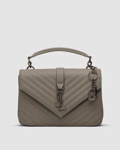 Saint Laurent College Medium in Quilted Leather Grey
