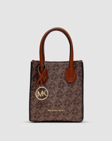 Michael Kors Mercer Extra-Small Pebbled Leather Crossbody Bag Brown