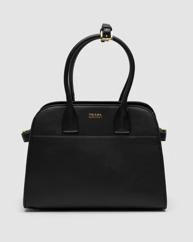 Prada Medium Black Leather Tote Bag