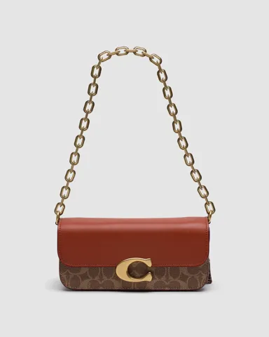 Coach Idol Bag 23 In Signature Canvas With Snakeskin Detail