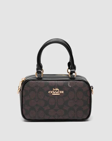 Coach Satchel Crossbody In Signature Brown (білі шви)