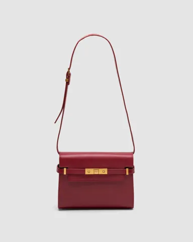 Saint Laurent Manhattan Medium Leather Shoulder Bag Burgundy