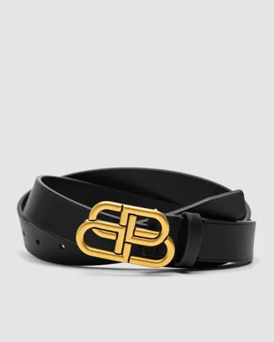 Balenciaga Thin Belt in Black Calfskin and Aged-Gold Buckle (трішки інший)