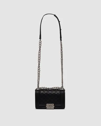 Chanel Boy Black/Silver Caviar RHW Mini (ГЛАДКА ШКІРА)