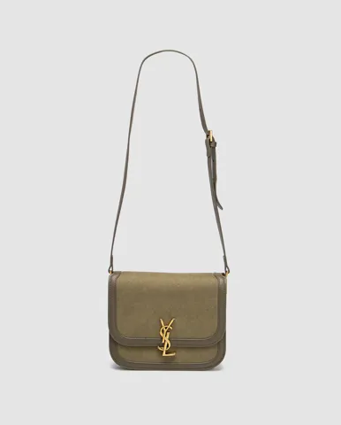 Saint Laurent Solferino Large Green/Gold Suede