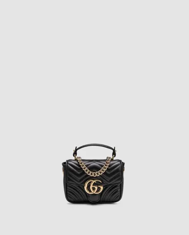Gucci GG Marmont Mini Top Handle Bag in Black