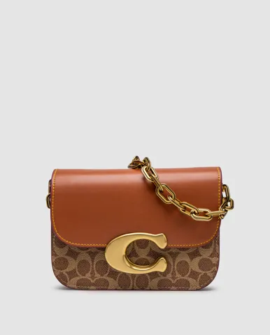 Coach Idol Bag In Signature Canvas With Snakeskin Detail