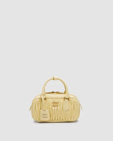 Miu Miu Arcadie Matelassé Nappa Leather Bag Yellow