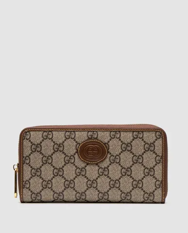 Gucci Ophidia GG Zip Around Wallet Brown