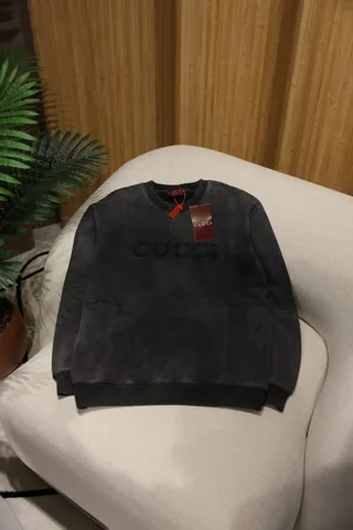 Gucci Embroidered Cotton Jersey Sweatshirt Dark Grey