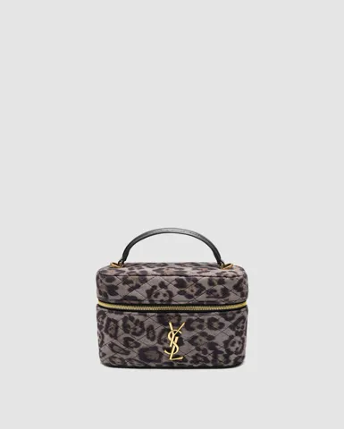 Saint Laurent Gaby Vanity Textile Shoulder Bag Leo/Grey