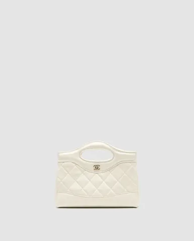 Chanel 31 Mini Shopping Bag Shiny Aged Calfskin Cream & Gold Hardware
