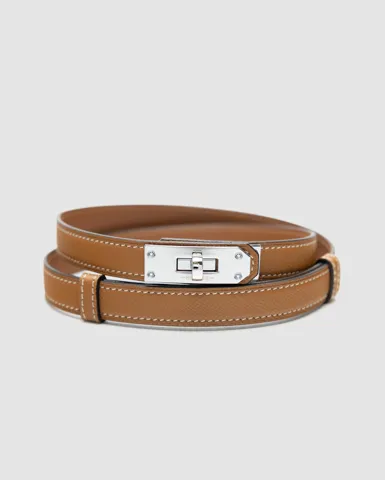 Hermes Kelly 18 Belt Brown Leather/Silver