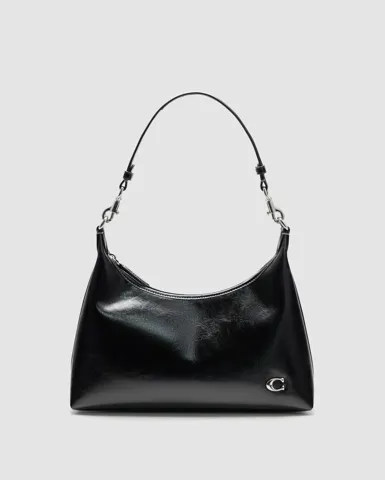 Coach Juliet Shoulder Bag in Glazed Leather Black/Silver