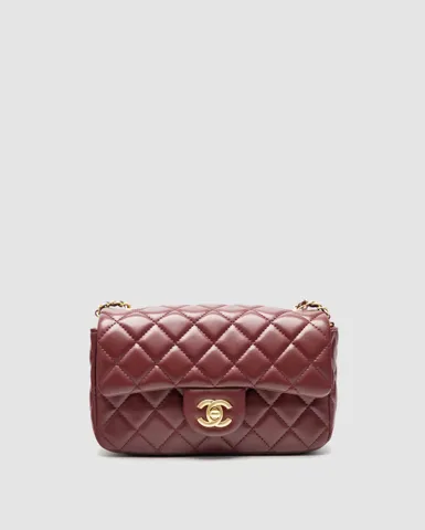 Chanel Classic 1.55 Small Single Flap in Burgundy/Gold