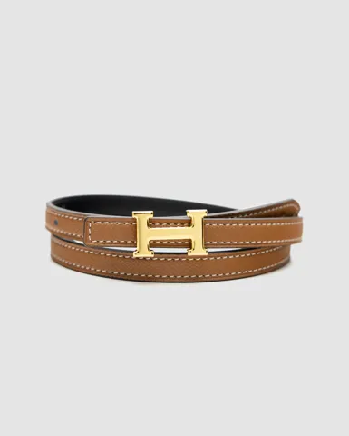 Hermes Reversible Swift Epsom Mini Constance H Belt Brown/Gold