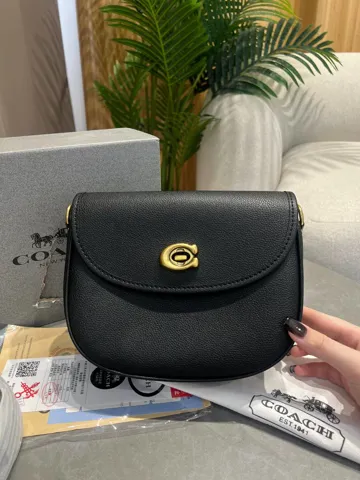 Coach Polished Pebble Willow Saddle Bag Black