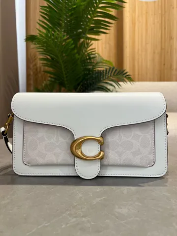 Coach Tabby White/Gold Shoulder Bag 26 In Canvas