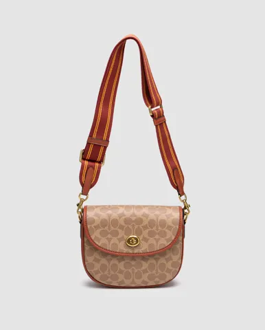 Coach Willow Medium Signature Canvas Saddle Bag