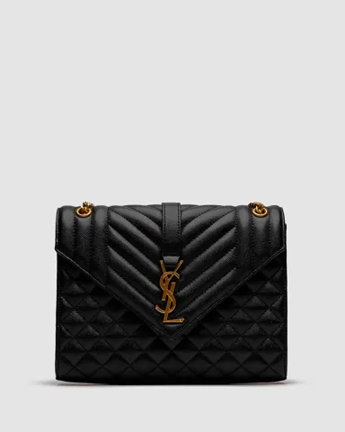 Saint Laurent Envelope Medium In Quilted Grain De Poudre Embossed Leather