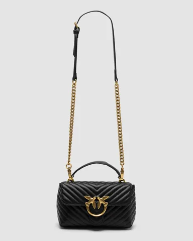 Pinko Mini Classic Lady Love Bag Puff Chevron Black/Gold