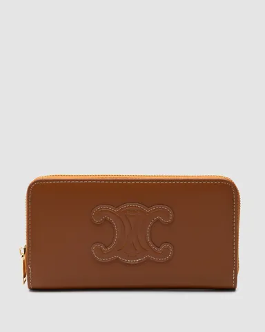 Celine Large Zipped Wallet Cuir Triomphe in Smooth Calfskin Brown
