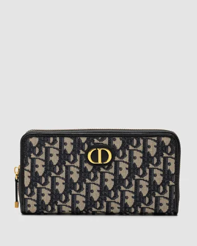 Christian Dior 30 Montaigne Wallet Blue Oblique Jacquard