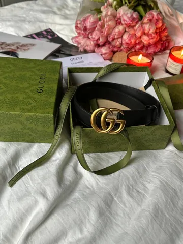 Gucci Belt With Double G Black/Gold